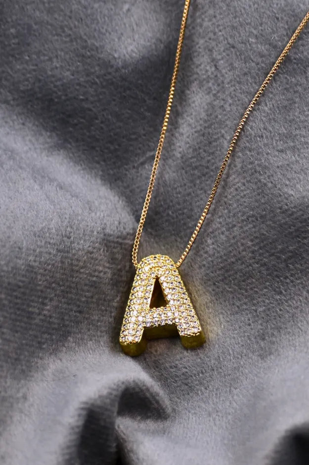 Diamond Alphabet Pendant Chain