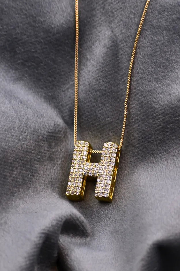 Diamond Alphabet Pendant Chain