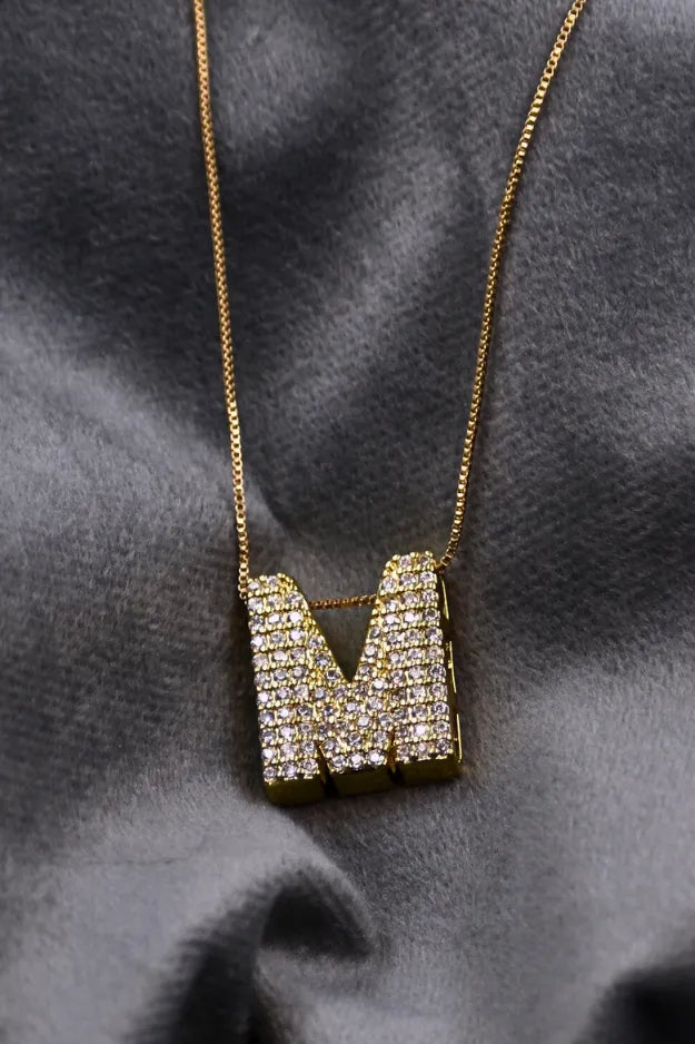 Diamond Alphabet Pendant Chain