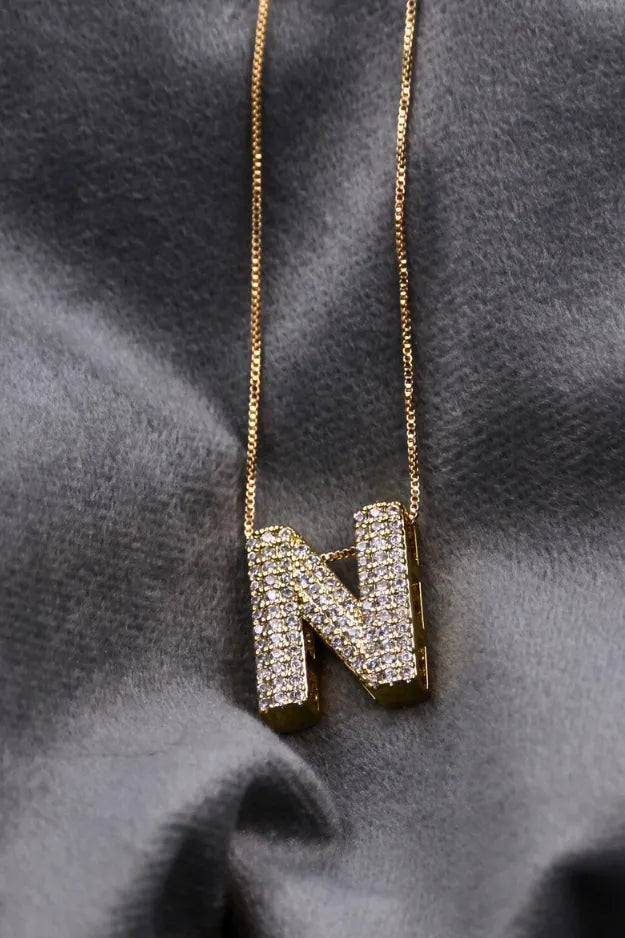 Diamond Alphabet Pendant Chain