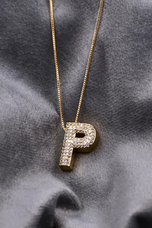 Diamond Alphabet Pendant Chain