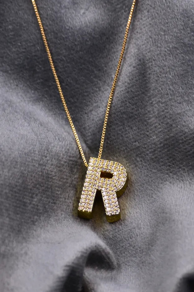 Diamond Alphabet Pendant Chain
