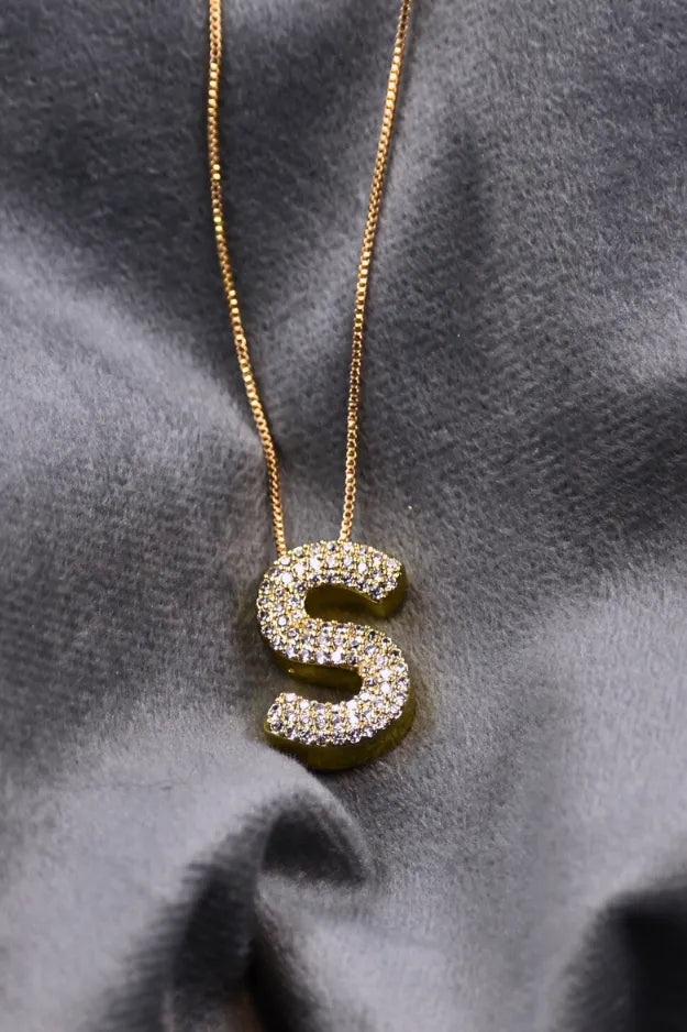 Diamond Alphabet Pendant Chain