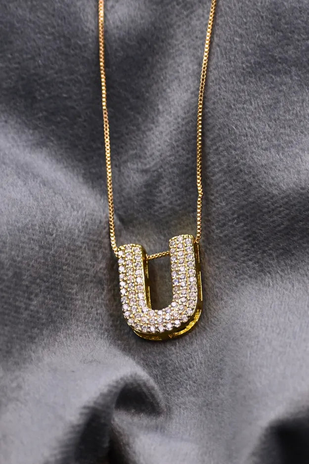Diamond Alphabet Pendant Chain