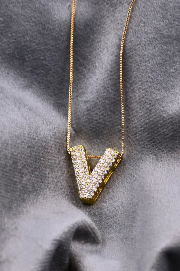 Diamond Alphabet Pendant Chain