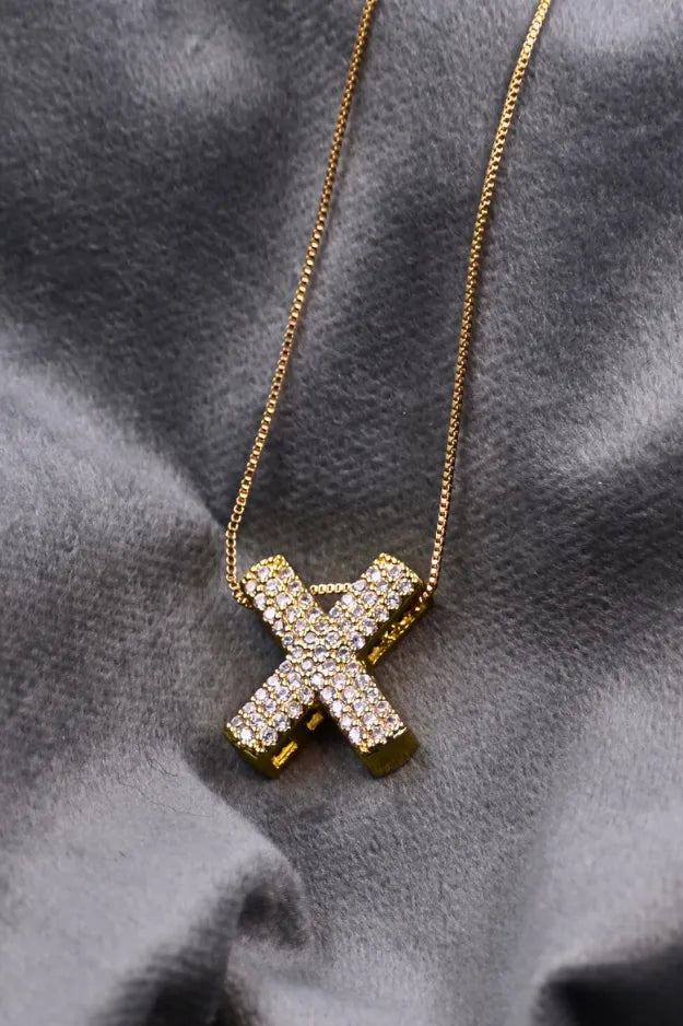 Diamond Alphabet Pendant Chain
