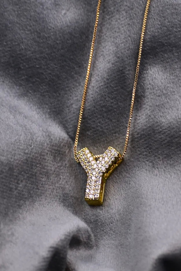 Diamond Alphabet Pendant Chain
