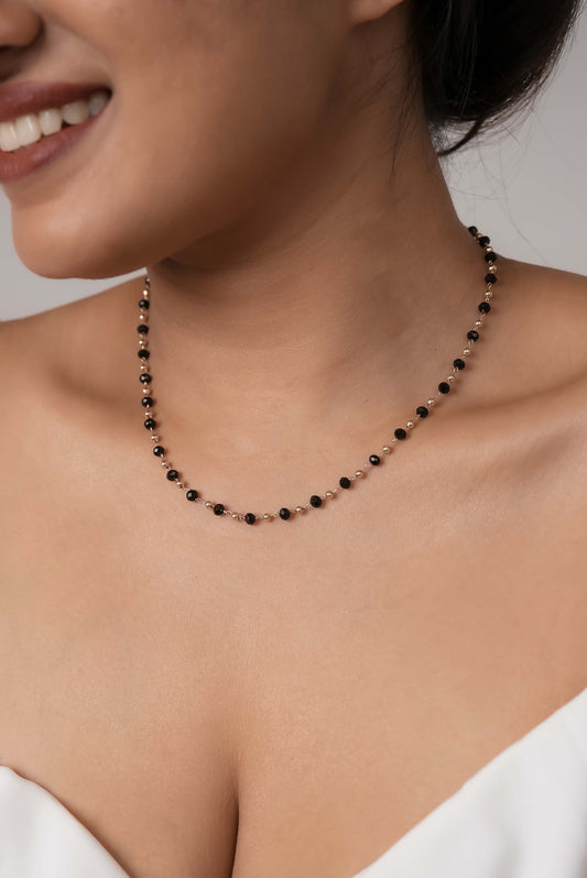 Black Crystal Dainty Necklace