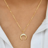 CZ Crescent Moon Pendant Chain