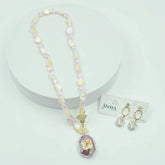 Celeste Royale - MOP Agate Marcasite Necklace Set