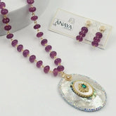 Coral Shell Pearl - MOP Pendant Necklace Set
