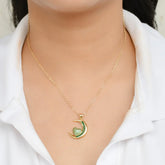 Crescent Moon & Heart Pendant Chain