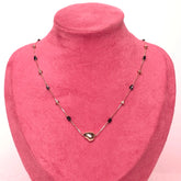 Dainty Black Beaded Pebble Necklace