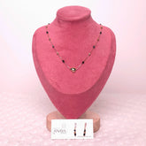 Dainty Black Beaded Pebble Set