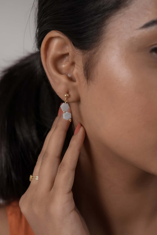 Flat Hexagon Dainty Earrings