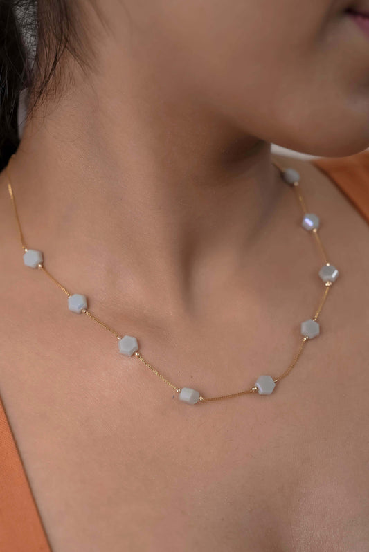 Flat Hexagon Dainty Necklace