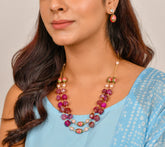 Floral Decal Beads Elegance Set with Japanese Pearl