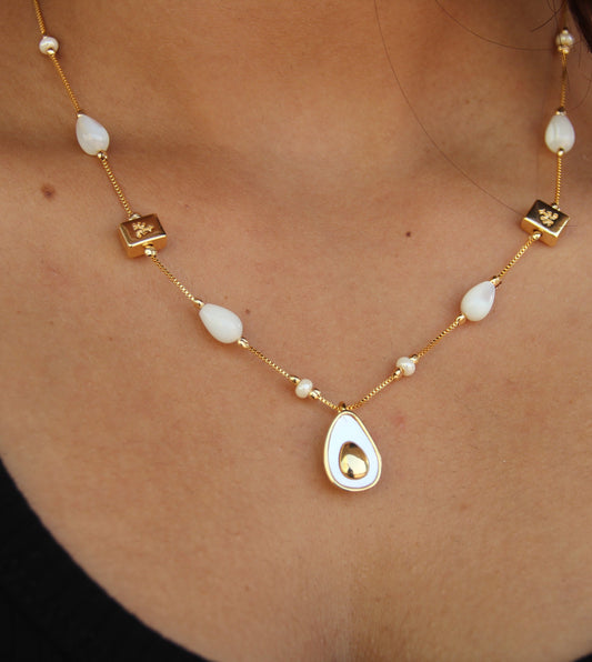 Golden Avocado Pendant Dainty Necklace