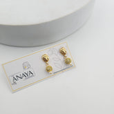 Golden CZ Ball Dainty Earrings