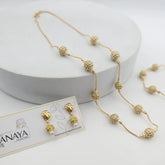 Golden CZ Ball Dainty Set With Bracelet