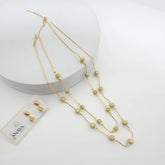 Golden CZ Ball Double Layer Dainty Set