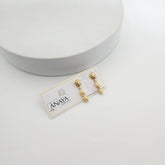 Golden Grainy Pebble Earrings
