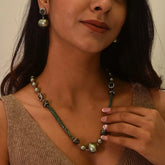 Italian Marcasite Shell Pearl Set