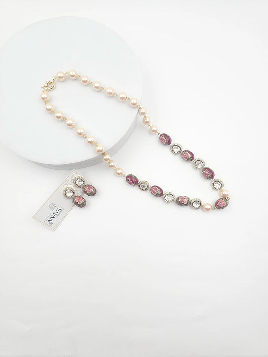 Japanese Decal Floral Elegance Kundan Set