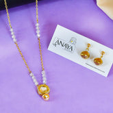 Kundan Pebble White Crystal Set