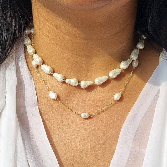 2 layed freshwater pearl necklace