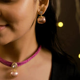 Mesh Wire Sterling Shell Pearl Pendant Necklace and Earrings Set