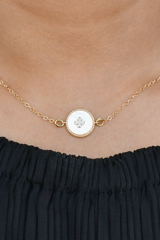 Mother of Pearl (MOP) Round with Center Star Necklace
