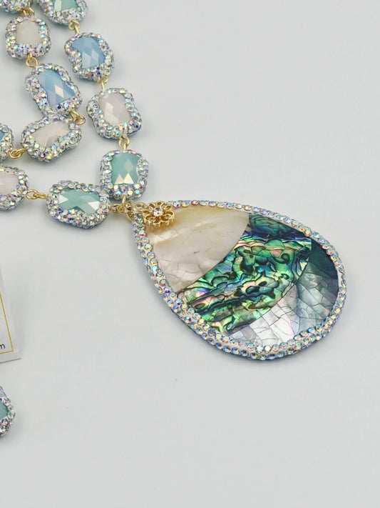 Ocean Empress – Pearl & Agate Marcasite Pendant Necklace Set