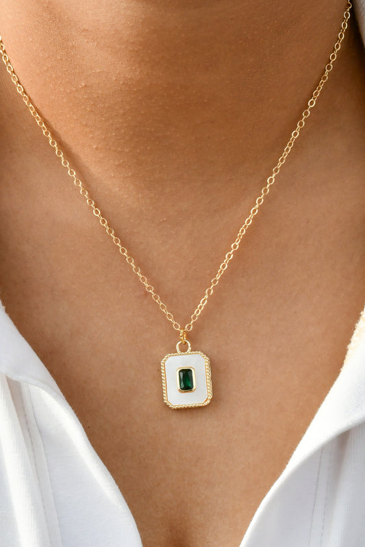 Rectangle green mother of pearl (MOP) Necklace