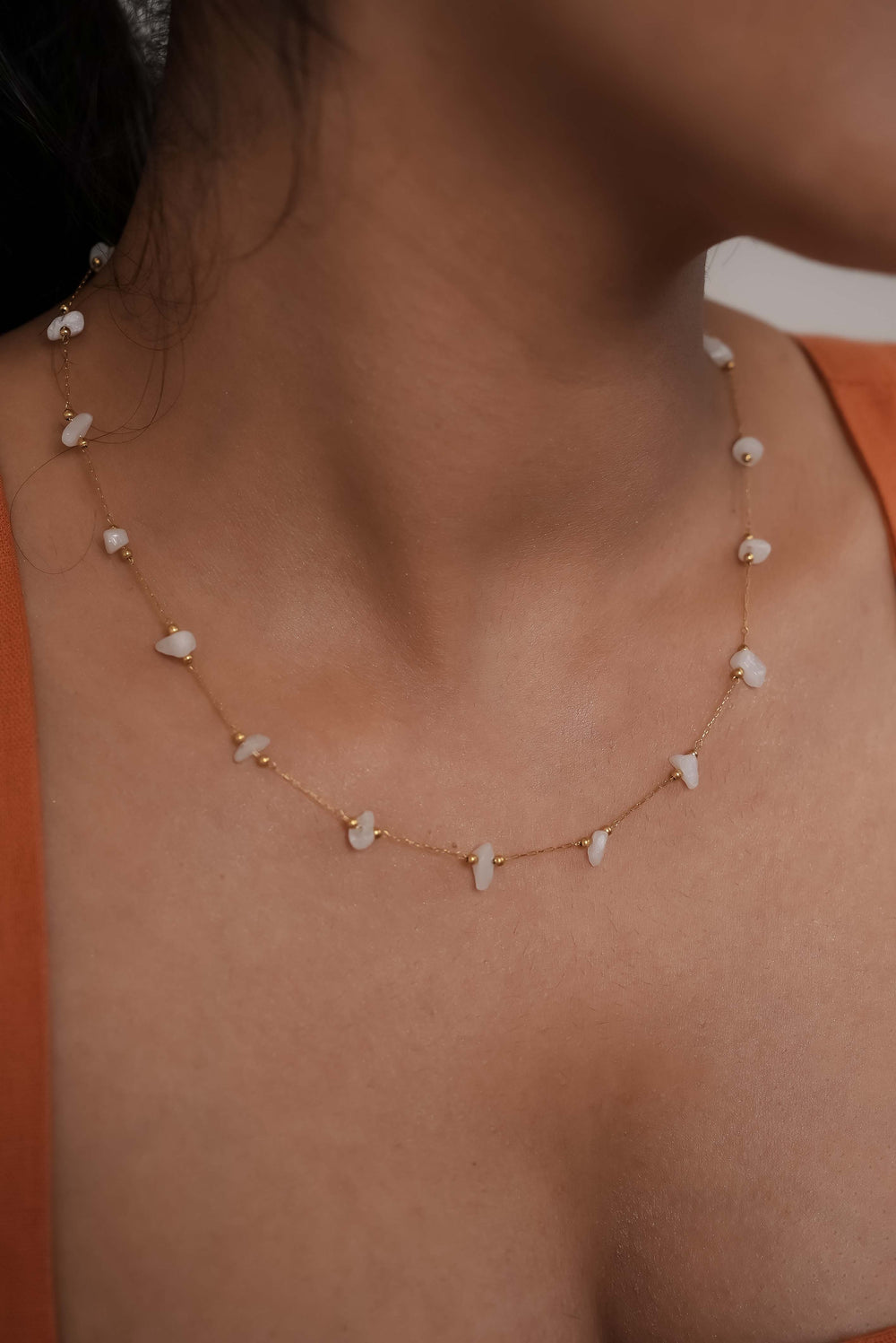 Rose Quartz Chipped Necklace