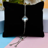 Silver CZ Clover MOP Bracelet