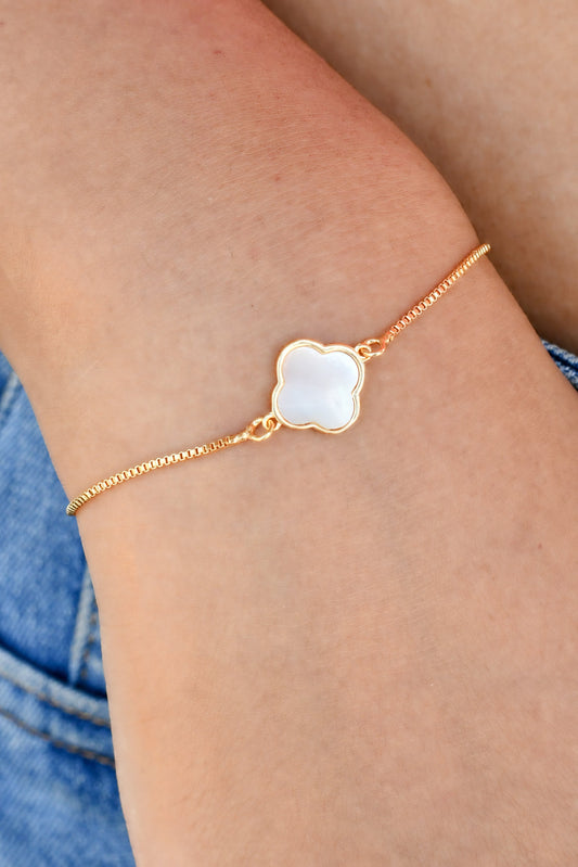 Silver Clover Mother of Pearl Bracelet