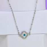 Silver MOP Evil Eye Pendant Chain