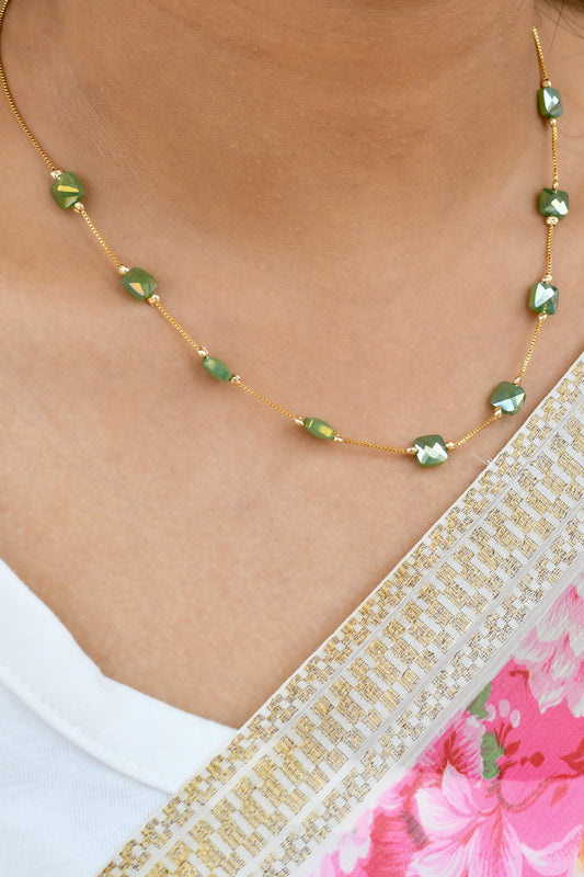 Square Beaded Dainty Necklace