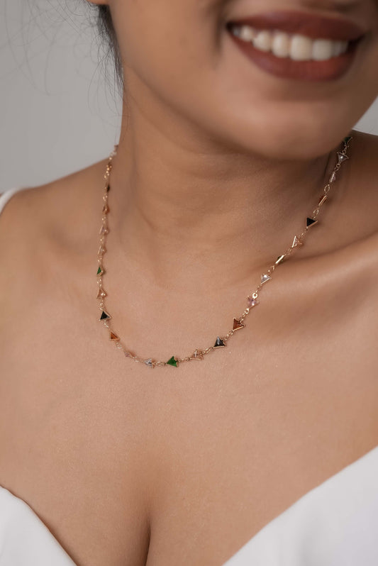 Tiny Triangles Rainbow Necklace