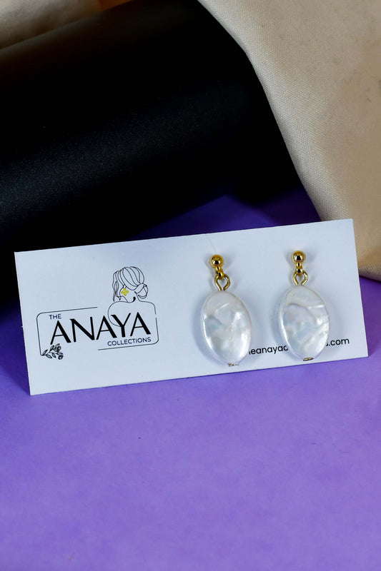 Uncut Oval Drop Earrings