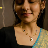 Verdant Frame MOP & Green Crystal Pendant Dainty Set