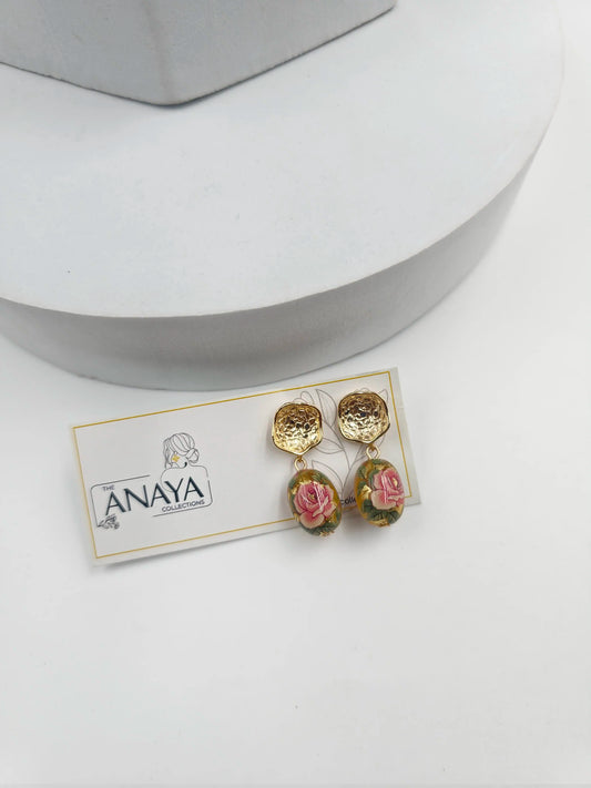 Floral Decal Beads Elegance Earrings