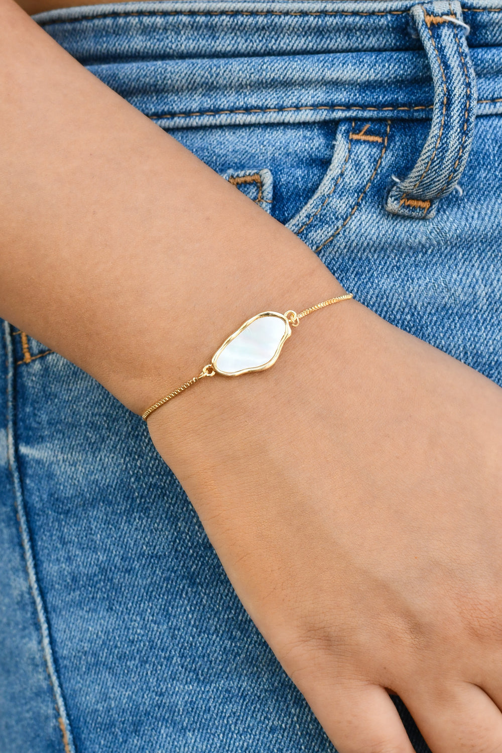 Abstract Cloud Mother of Pearl (MOP) Bracelet