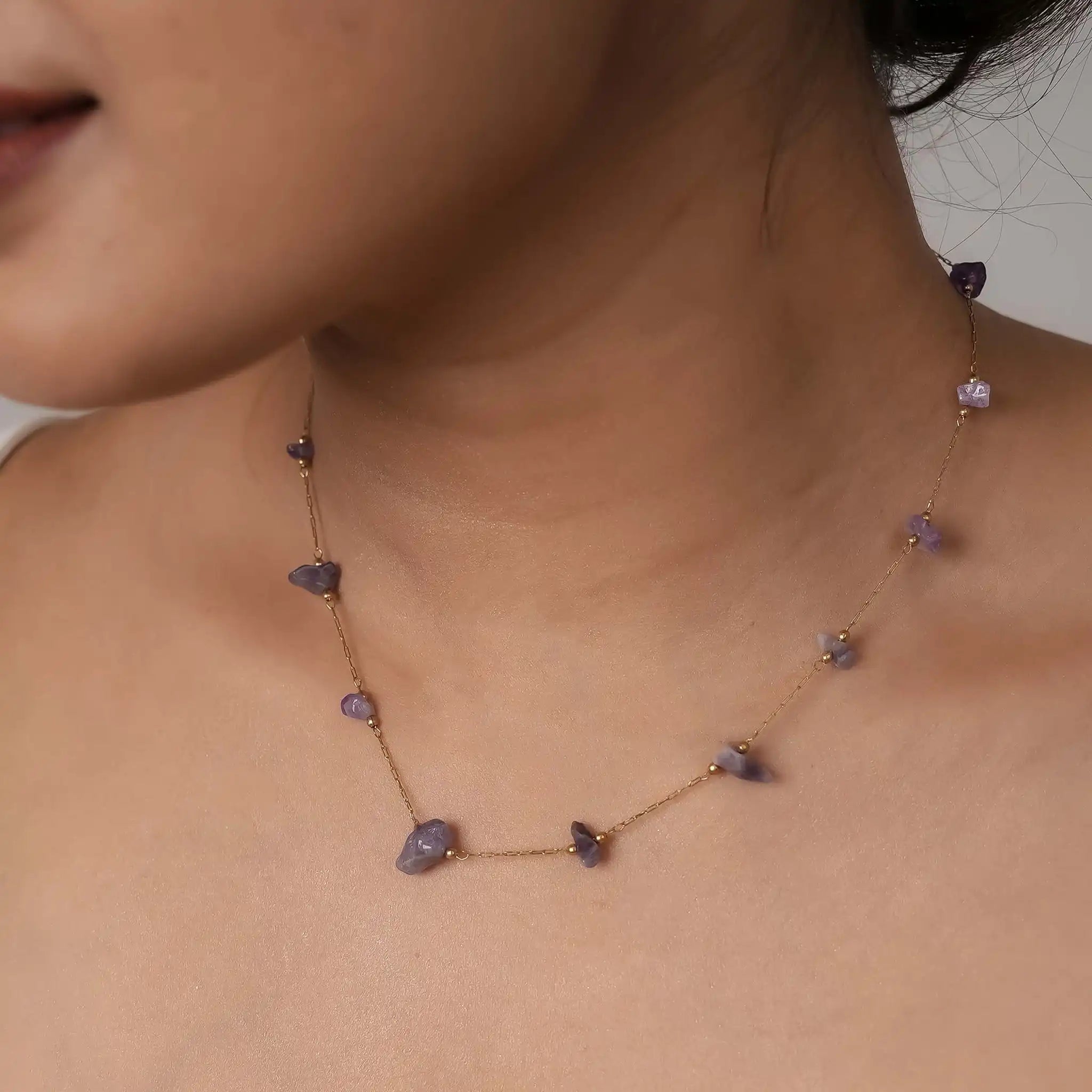 Amethyst Cascade Dainty Necklace
