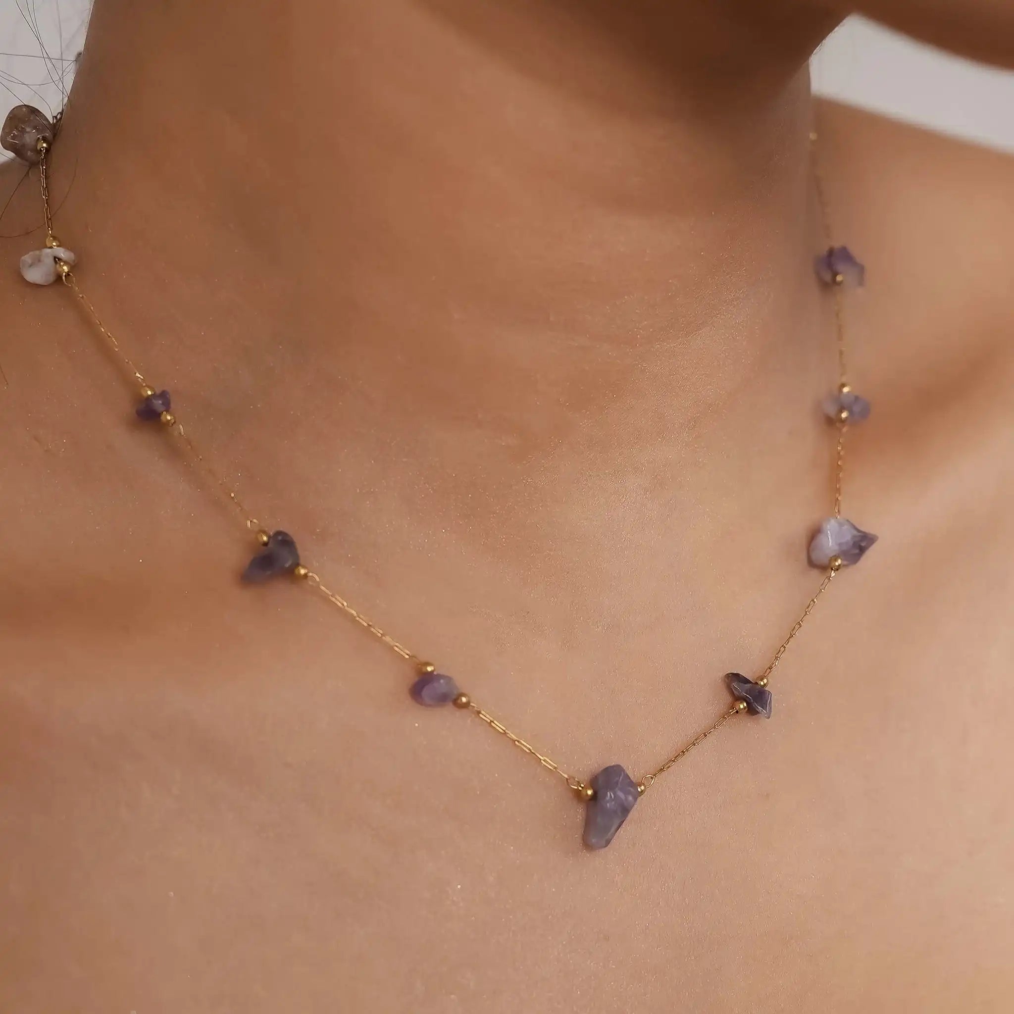 Amethyst Cascade Dainty Necklace