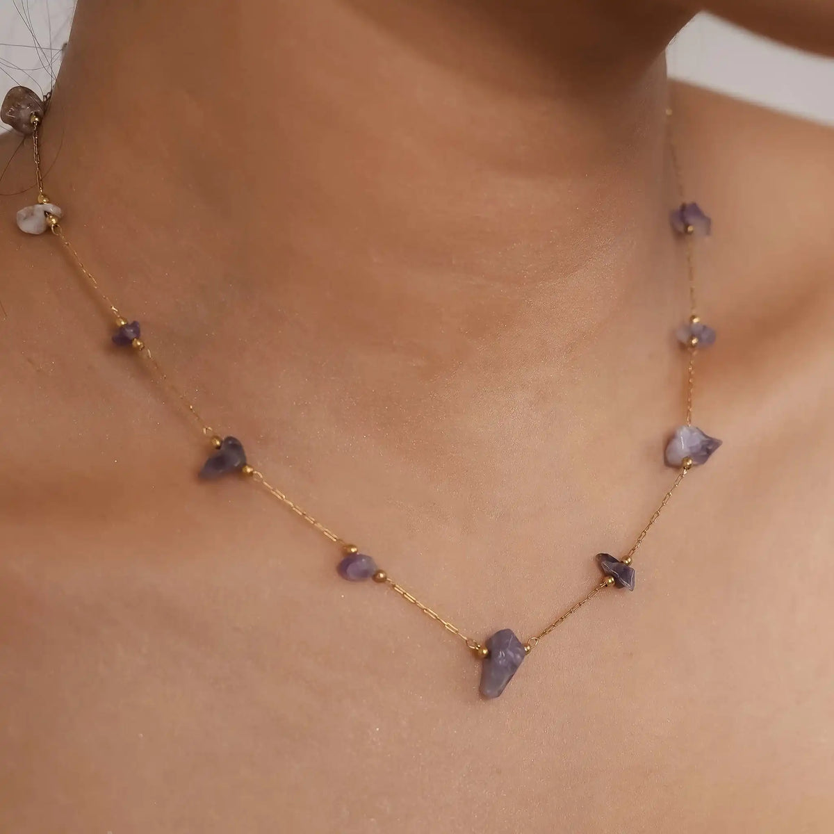 Amethyst Cascade Dainty Necklace