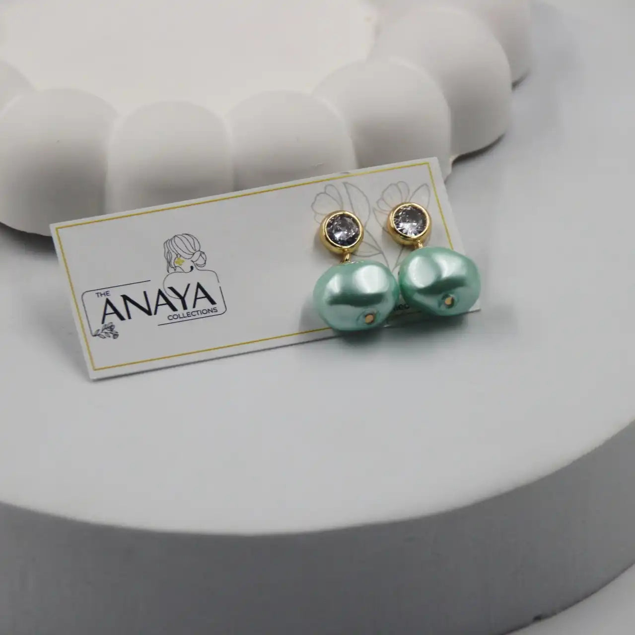 Uncut Shell Pearl Earrings with Diamond