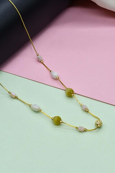 Aurora Gem Dainty Necklace Mustard