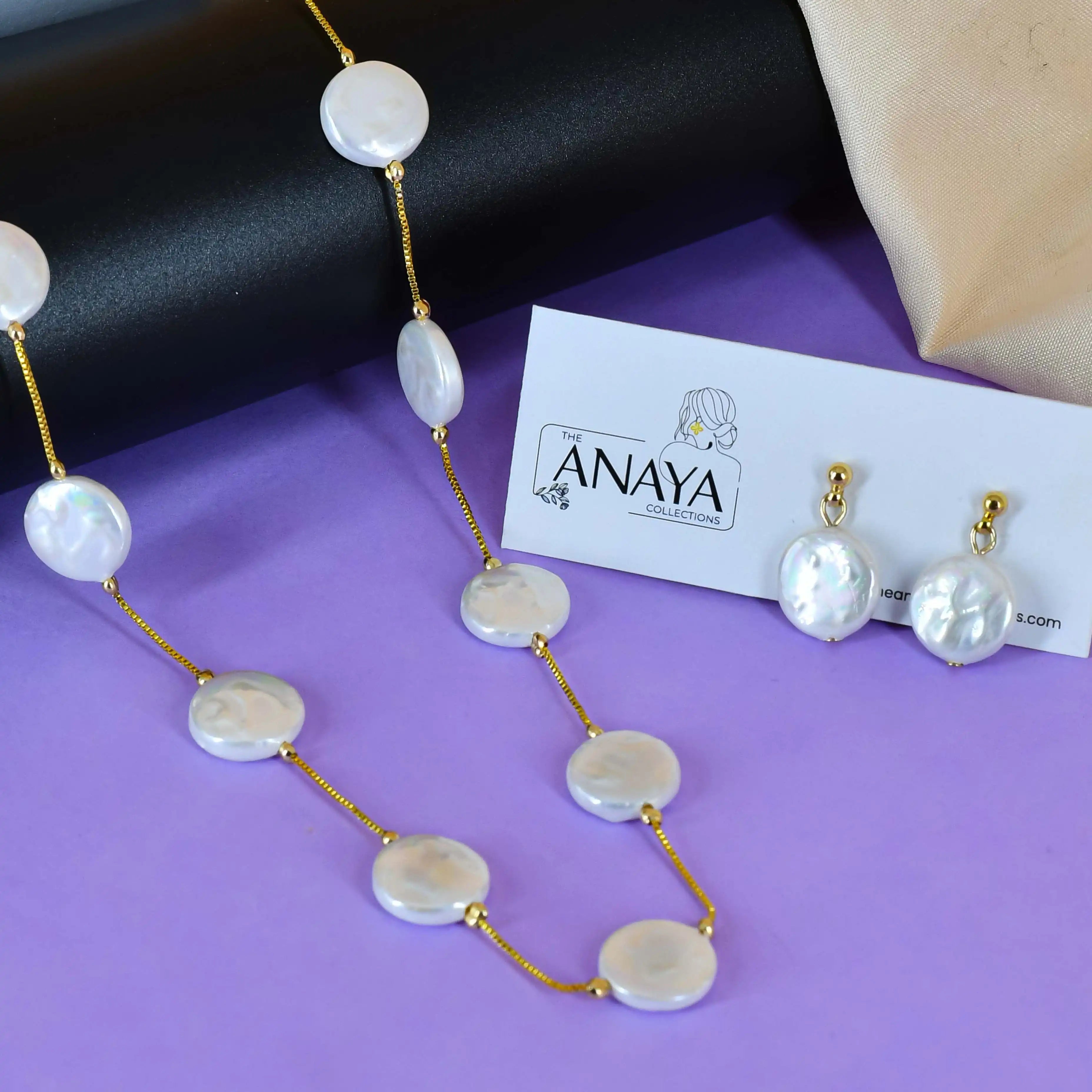 Baroque Flat Pearl Round Dainty Set